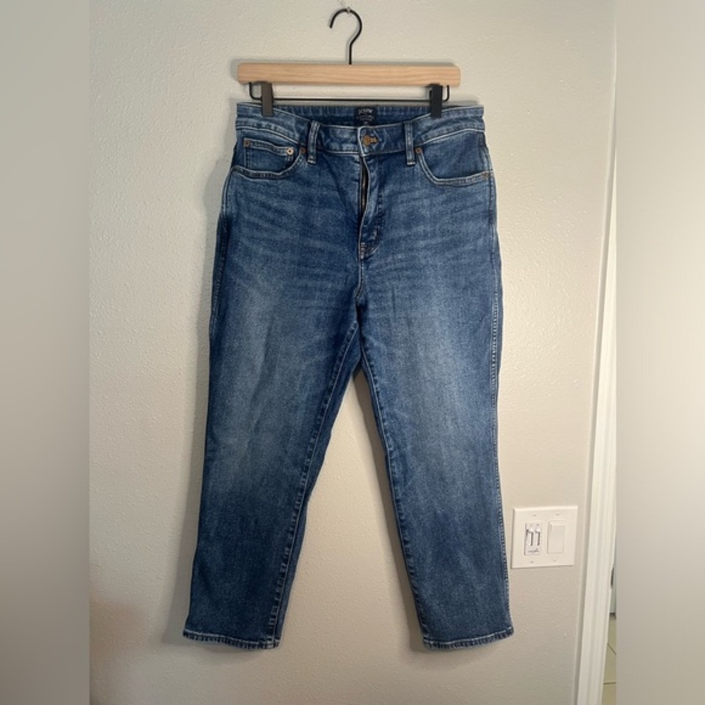 J. Crew Blue Straight Leg Jeans with High-Rise Waist